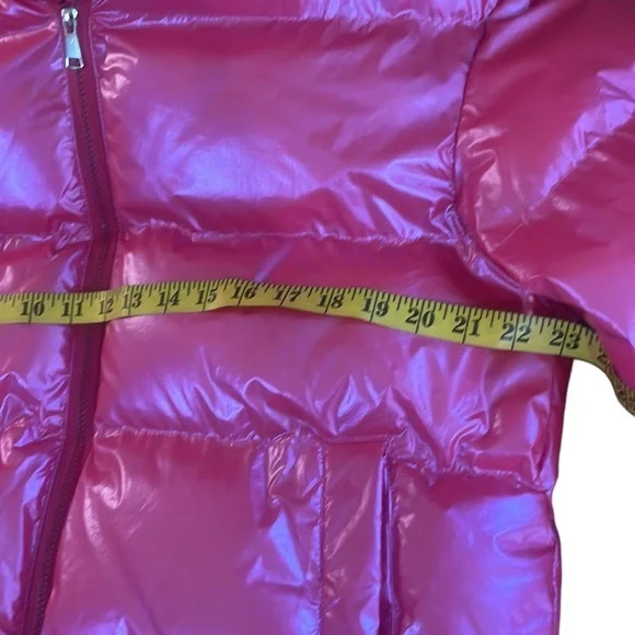 Hot pink, puffer,jacket with hood,Large, New - Picture 4 of 7